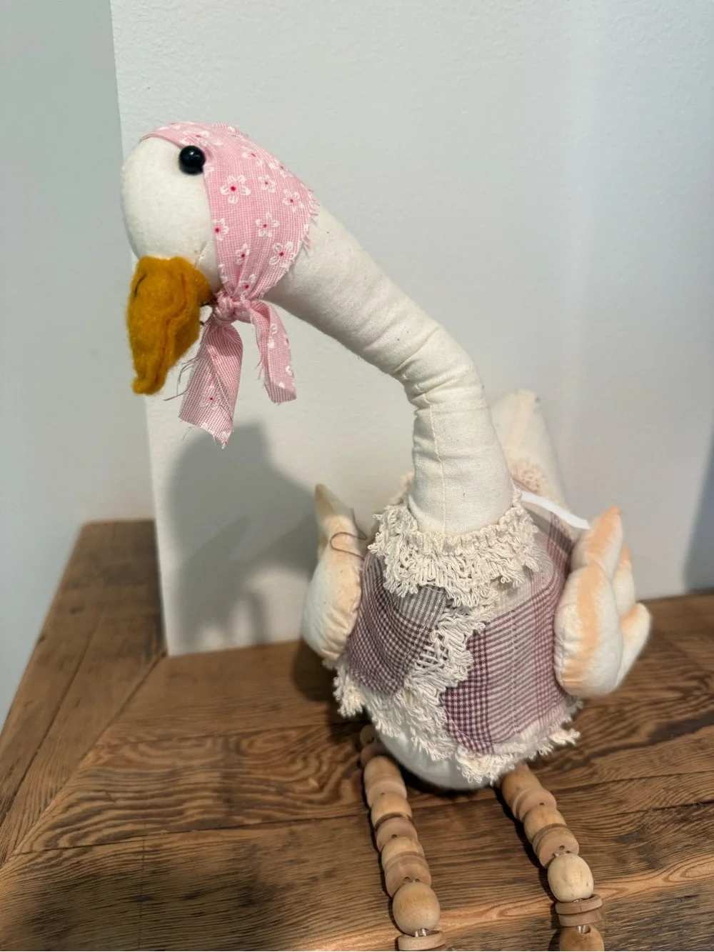 Plush Decorative Goose Toy - White & Pink